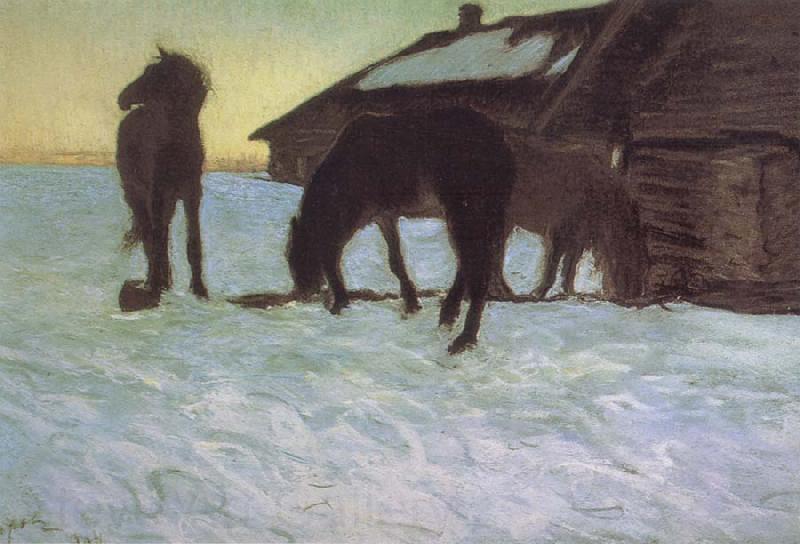 Valentin Serov Colts at a Watering-Place. Norge oil painting art